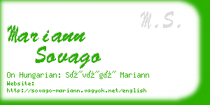 mariann sovago business card
